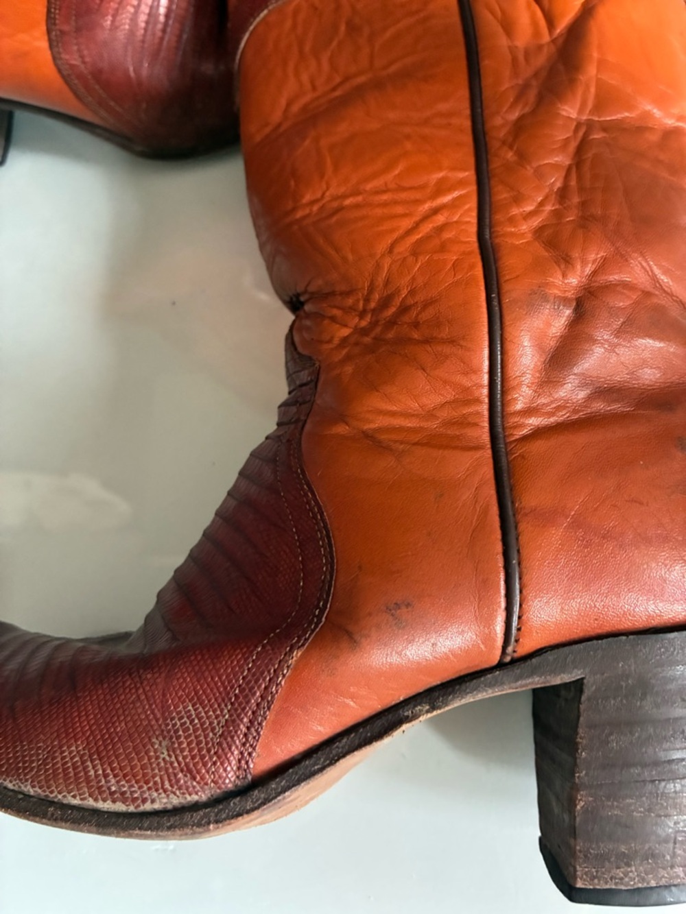 Vintage Justin Ostrich & Leather Cowboy Western Boots Size 6 - Picture 9 of 11